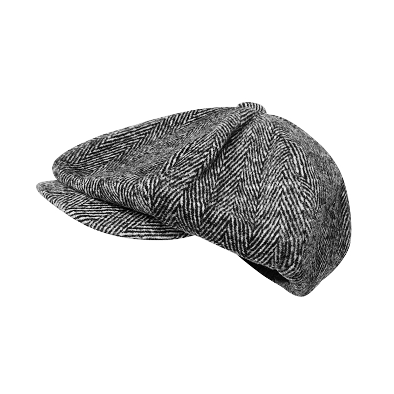 Wool Newsboy Cap Men Grey Herringbone Flat Caps Women Men British Painters Hat Soft Autumn Winter Hats Octagonal Cap_voghion.com