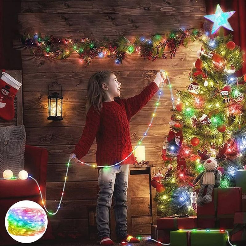 Guirlande lumineuse LED RVB multicolore avec commande vocale et application Bluetooth, alimentée par USB, idéale pour l'intérieur et l'extérieur_voghion.com