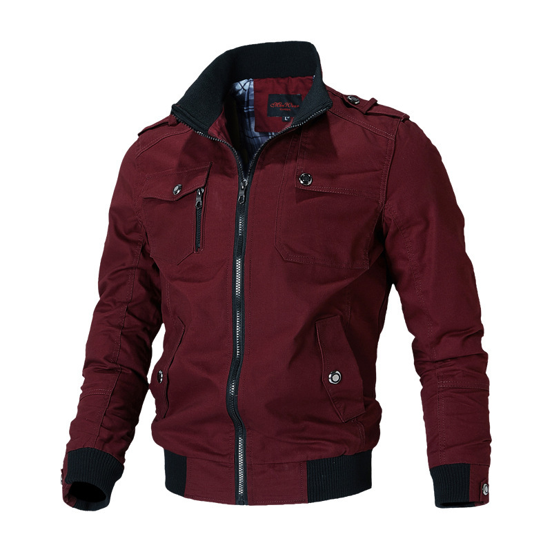 s jacka Casual Fashion Ytterjacka s jacka vår höst 2022 Ny Stand Up Slim Military Bomberjacka_voghion.com