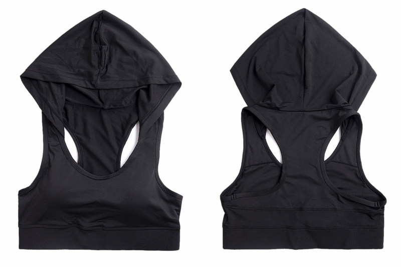Cross-border hooded yoga wear for women summer mesh breathable quick-drying vest running nude sports bra with chest pads_voghion.com