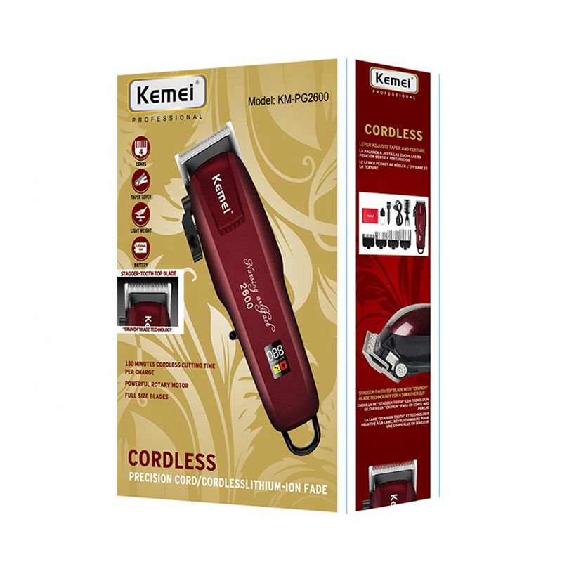 Kemei Km-PG2600 USB-opladning Digitalt display Trimmer Justerbar elektrisk hårklipper Genopladelig klipper_voghion.com