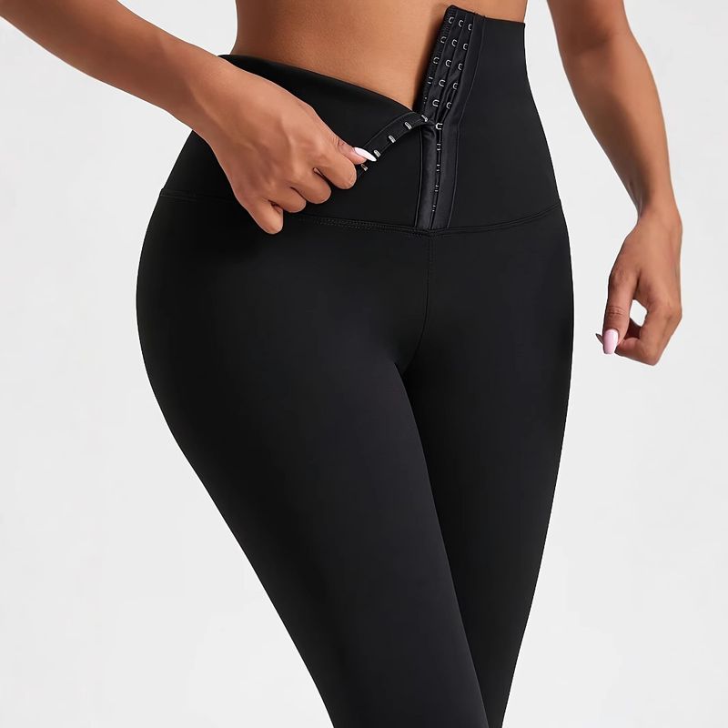2025 Spring And Autumn High Waist Abdominal Control Sports Leggings Women's Buttoned Shaping Yoga Pants Fitness Exercise_voghion.com
