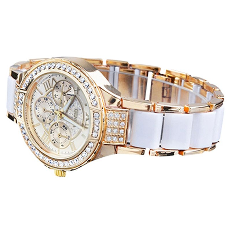 Yamaler Damen-Armbanduhr, modisch, römische Ziffern, Strass-Legierung, analoges Quarz-Kleid_voghion.com