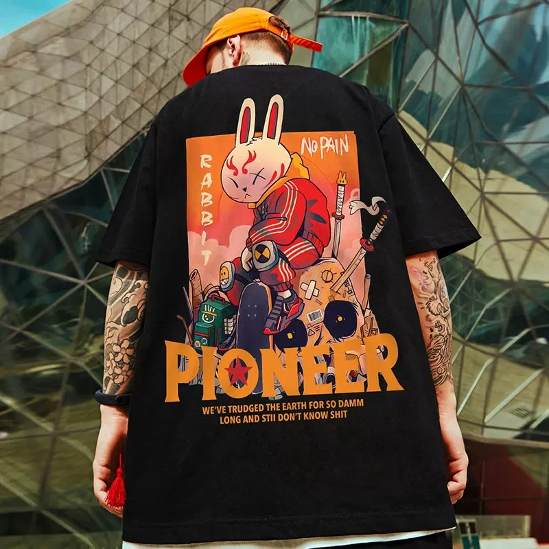 C&JRed Lyhythihainen T-paita Miesten Paksu 2023 Uusi Fat Guy Summer Bunny Year Big Top Mekko Puolihihainen 8XL_voghion.com