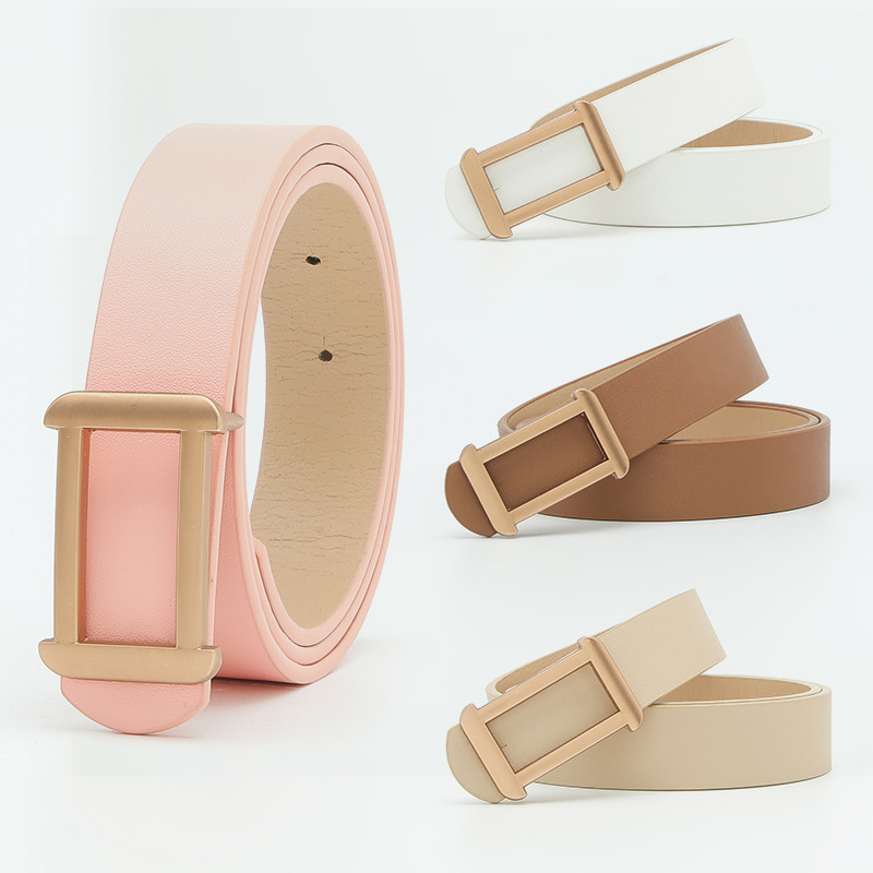 Korean version of new alloy H-shaped decoration denim coat women's simple and fashionable buckle belt_voghion.com