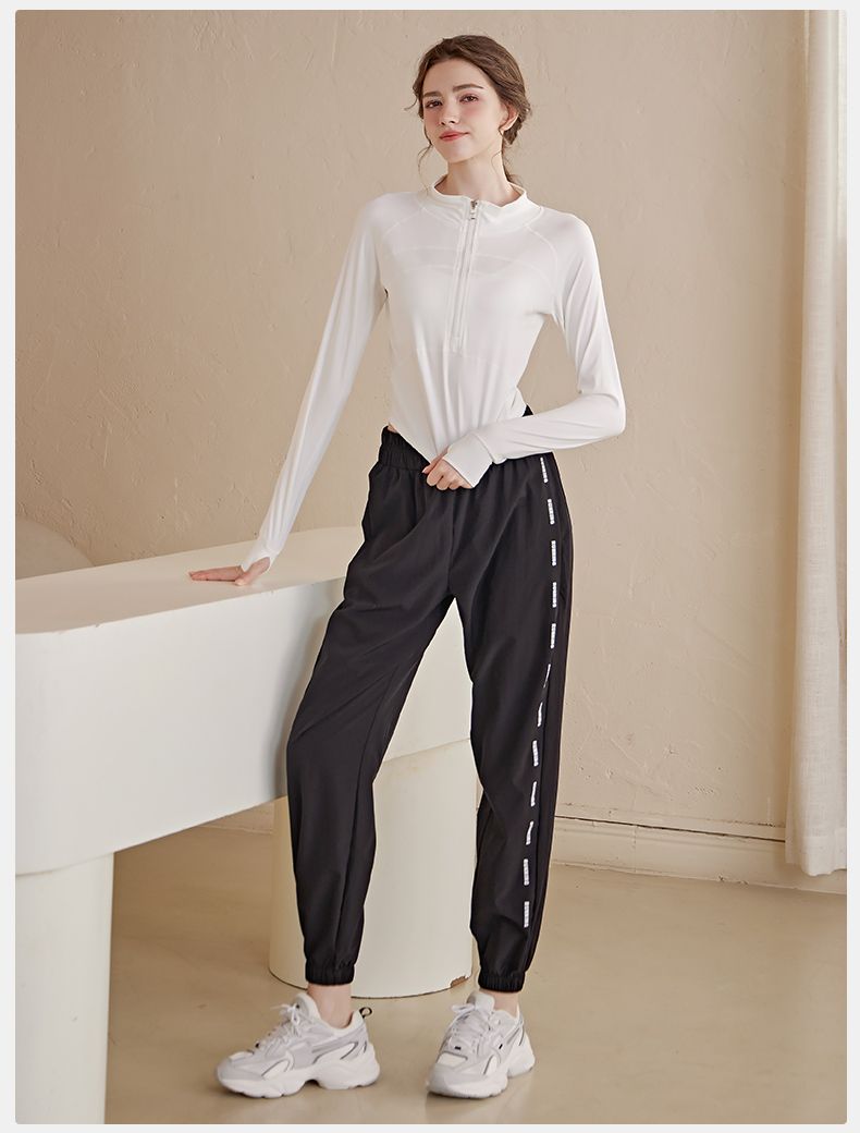 Maglia da yoga con mezza cerniera per donna, manica lunga, nuovo stile 2024, vestibilità slim, top fitness da corsa autunnale e invernale_voghion.com