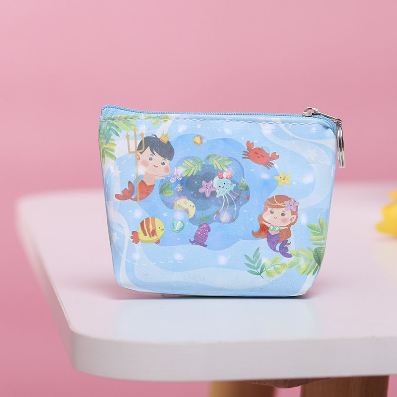 Nuovo portafoglio piccolo da donna in pelle PU con cerniera, simpatico portamonete a forma di sirena_voghion.com