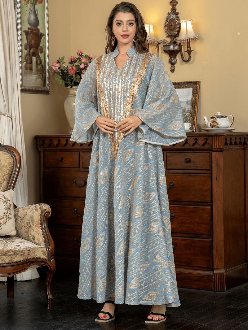 K Fashionable Evening Gown, Long Robe, Mesh, Embroidered Sequins, Elegant_voghion.com