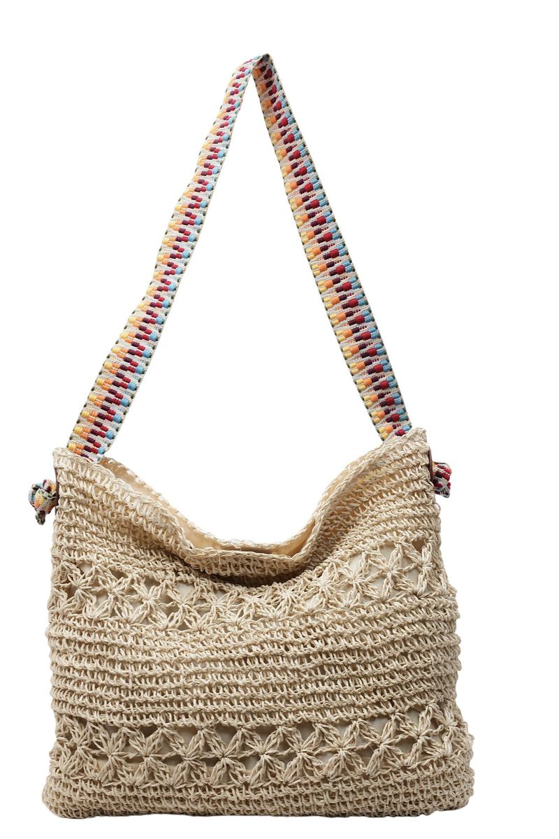 2025 Sommer Neue gewebte große Kapazität Pendler Damen Stroh Urlaub Stil Umhängetasche_voghion.com