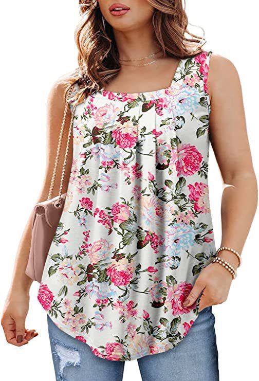 2025 New Summer Sleeveless Square Neck Printed Tank Top T-shirt For Women_voghion.com