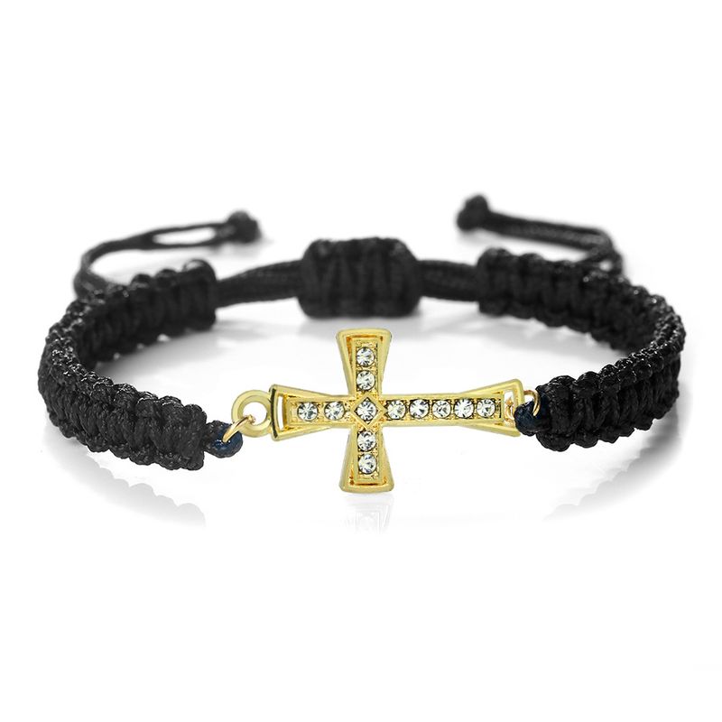 Alloy Red Rope Handmade Travel Personality Zircon Rhinestone Braided Adjustable Stretch Bracelet_voghion.com