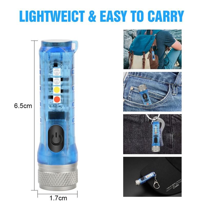 1 Stück Mini-Schlüsselanhänger-Taschenlampe, die multifunktionale, wasserdichte, fluoreszierende, magnetische Warn-Taschenlampe auflädt_voghion.com