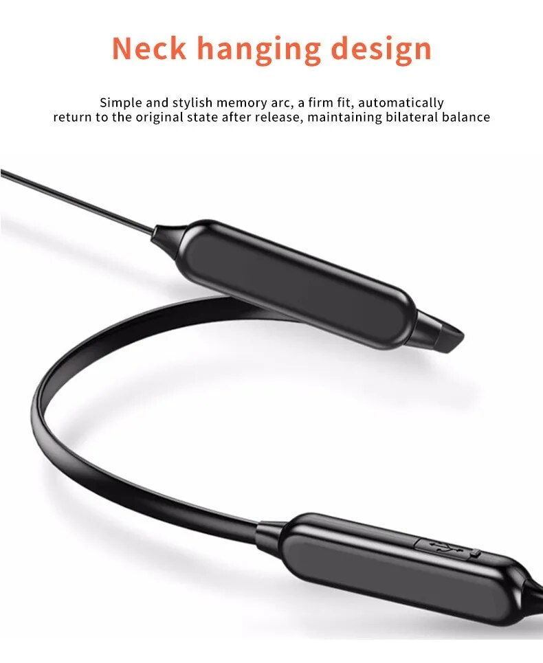 Kablosuz Bluetooth Boyun Askılı Stereo Gürültü Azaltma Evrensel 5.0 Spor Kulaklık Mikrofonu_voghion.com