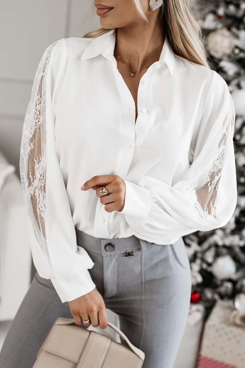 Camicia da donna a maniche lunghe patchwork in rete_voghion.com