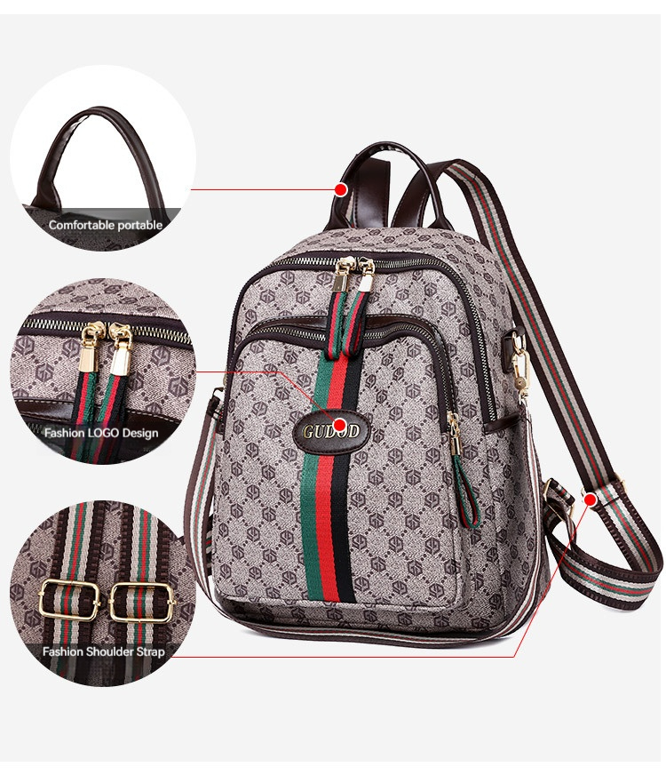 Men's and Women's Fashion Backpack Travel Bag Backpack Printed Large Capacity Bag Suitable for Business, Work, Travel, and Leisure_voghion.com