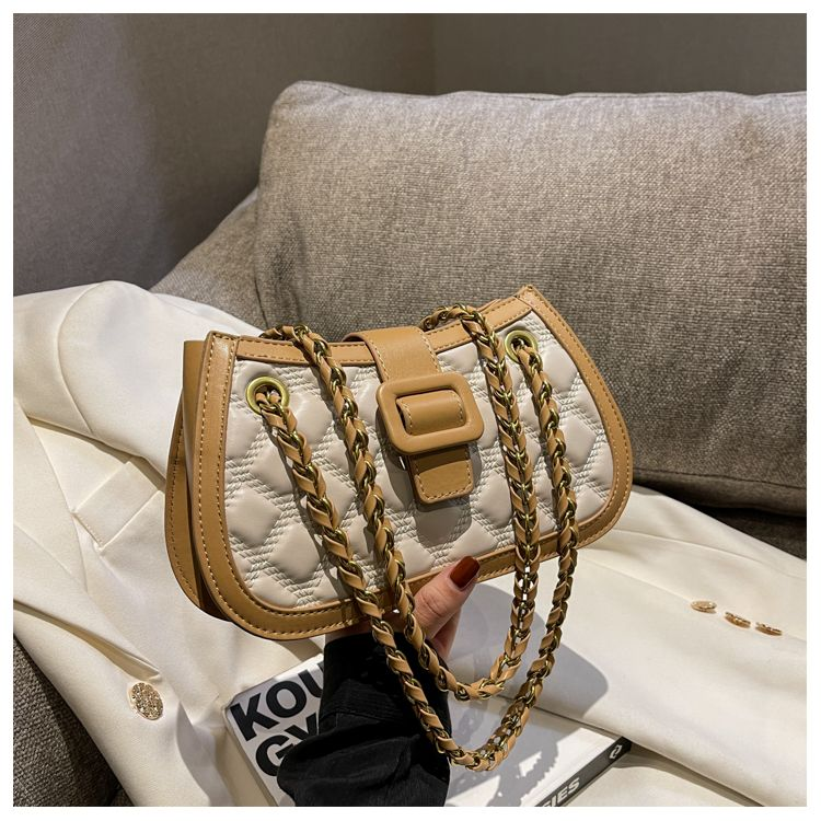 Senior sense diamond lattice chain bag new fashion women's bag texture shoulder bag network Red Cross body bag_voghion.com