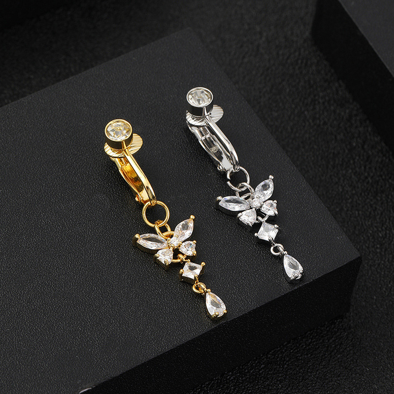 Simpatica farfalla in acciaio inossidabile piercing all'ombelico anelli di danza lucida per la pancia gioielli penetranti per il corpo anello per ombelico per donne ragazza_voghion.com
