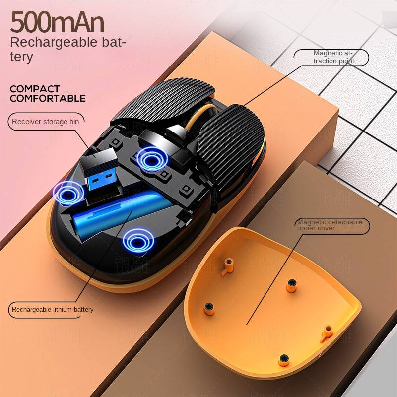 Silver A10 Cartoon Rechargeable Wireless Mouse Creative Bluetooth Office Game Mini Mute Computer Accessories_voghion.com