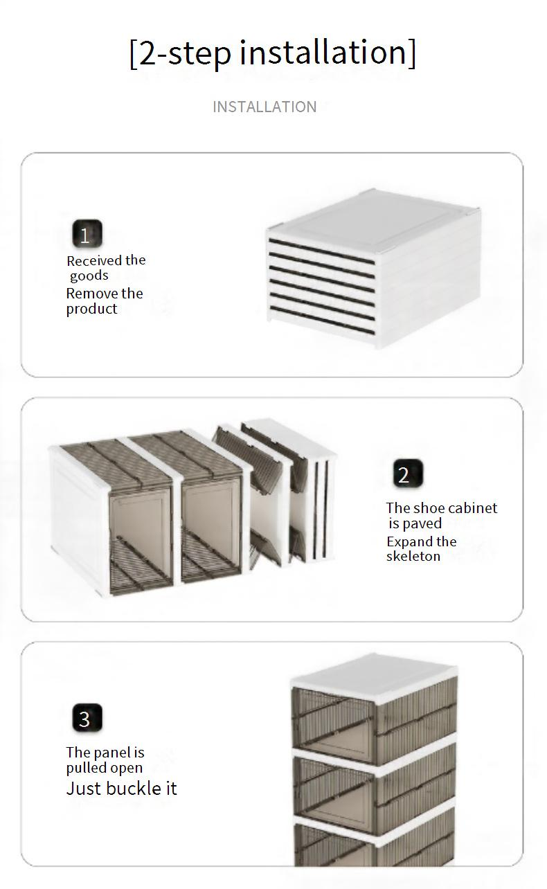 Upgraded Installation Free Thickened Shoe Box With Lid Transparent Shoe Cabinet Storage Box Home Simple Foldable Multi Layer Shoe Rack_voghion.com