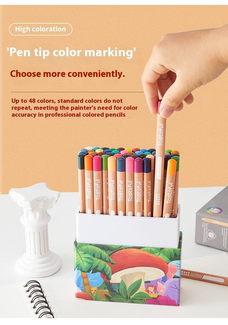 Professionelles 48-farbiges Jumbo-Dreiecks-Buntstifte-Set – Hochwertiges Künstlerzubehör aus Holz für Kinder und Künstler – Ideales Geschenk zum Zeichnen und Skizzieren_voghion.com