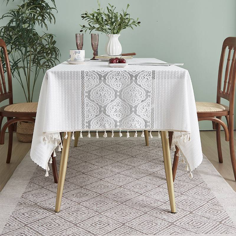 Französische Spitzentischdecke – Schwere rechteckige Tischdecke aus Polyester-Jacquard – Elegante Blumenstickerei für Esszimmer und Dekoration_voghion.com