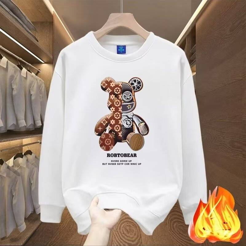Streetwear Fleece Sweatshirt For Men – Oversized Crewneck With Cartoon Print_voghion.com