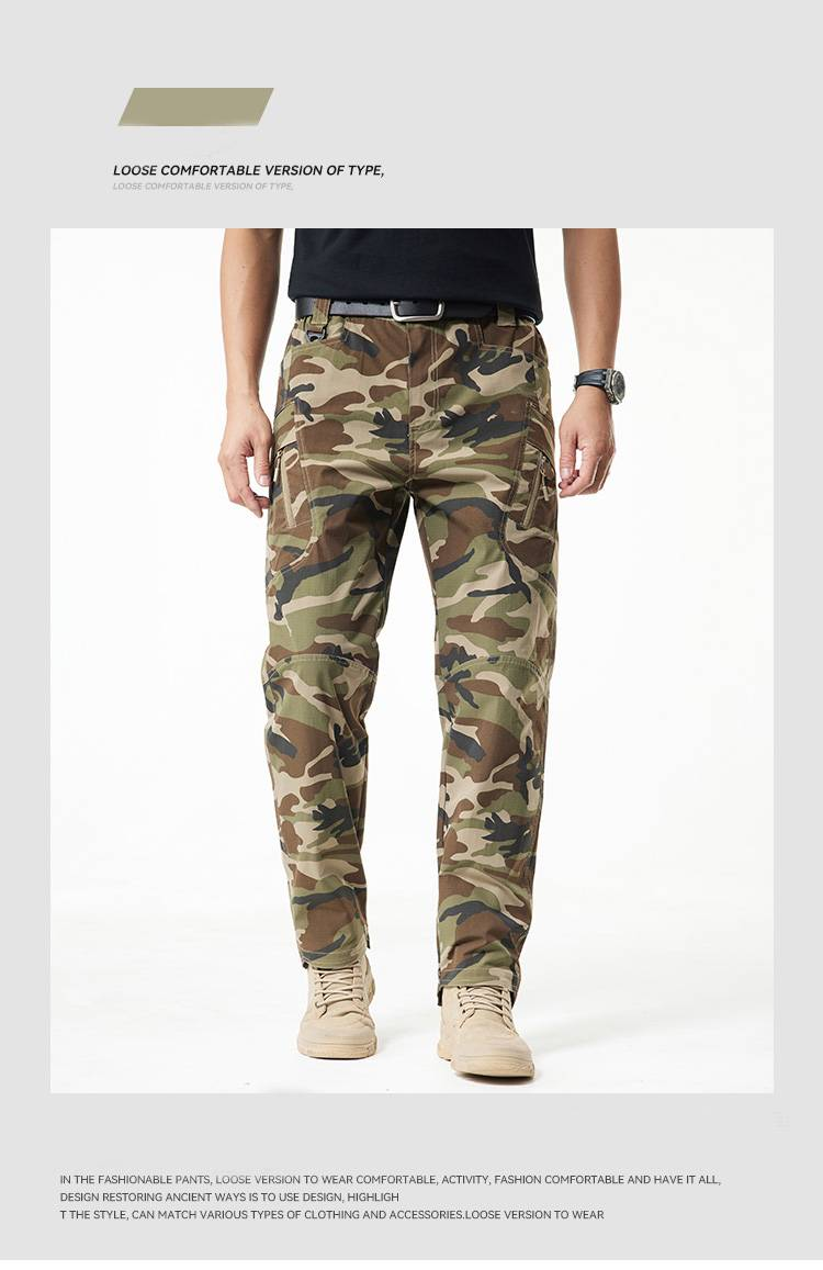 Herren-Overall im Camouflage-Stil im Militärstil mit mehreren Taschen, verschleißfest, für den Außenbereich, Freizeithose_voghion.com