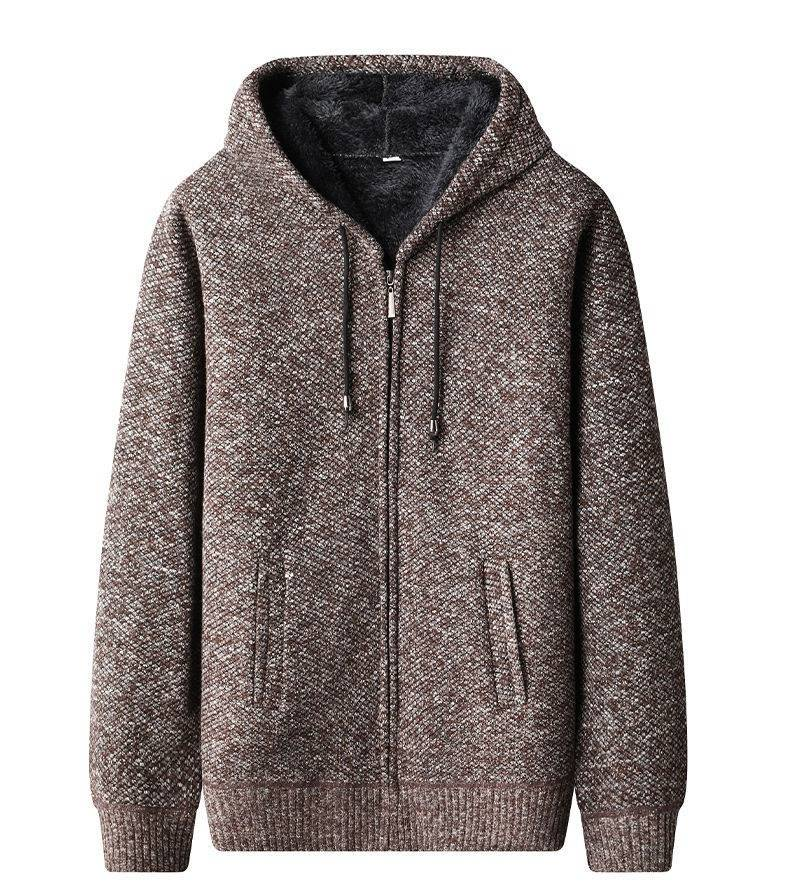 Modische Kapuzenjacke mit Fleecefutter für Herren – warmer Strickpullovermantel für Winter und Herbst, lässige Oberbekleidung mit schmaler Passform (6 Farben erhältlich)_voghion.com