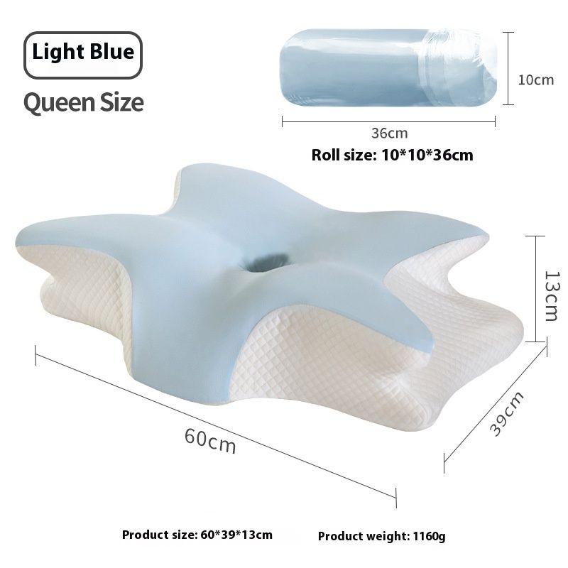 Schmetterlingsflügel-Memory-Foam-Kissen zur Linderung von Nackenschmerzen – Ergonomisches Nackenstützkissen mit atmungsaktivem Netzbezug,_voghion.com