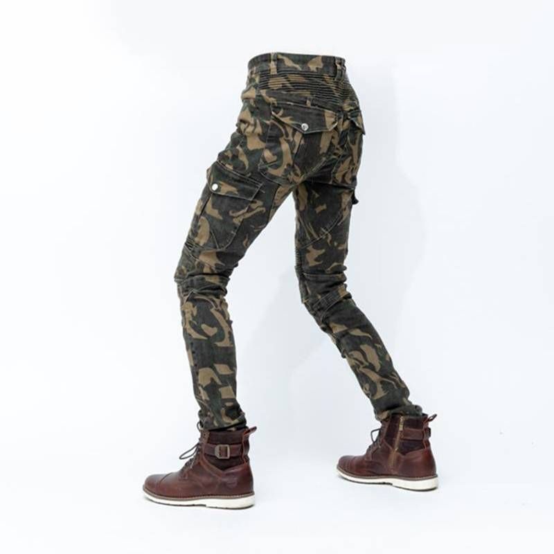 Jeans da motociclista mimetici da uomo e da donna - Pantaloni da motociclista con armatura CE e protezione migliorata per le ginocchia per moto da strada e fuoristrada_voghion.com
