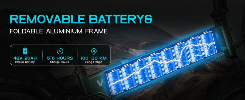 VTT électrique OVIVO 20 pouces – Batterie 48 V 20 Ah, autonomie 130 km, VTT électrique adulte_voghion.com