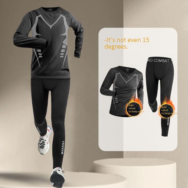 Completo da corsa invernale da uomo, foderato in pile, termico, da palestra, ad asciugatura rapida, per jogging e calcio_voghion.com