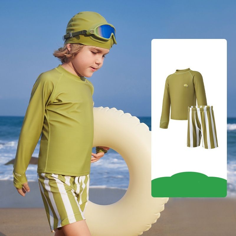 Costume da bagno per bambini UPF 50+ – Resistente al cloro e antibatterico (maglia anti-rottura a maniche corte + costume da bagno) | Tessuto ad asciugatura rapida, colori alla moda_voghion.com