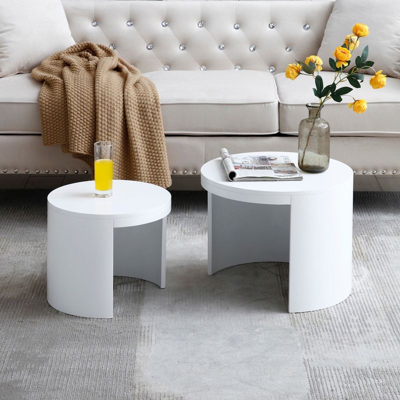 Coffee Tables,MDF With Ash/oak/walnut Veneer Side Table/coffee Table/end Table/nesting Table Set Of 2 For Living Room,office,bedroom, White, 2Colors_voghion.com