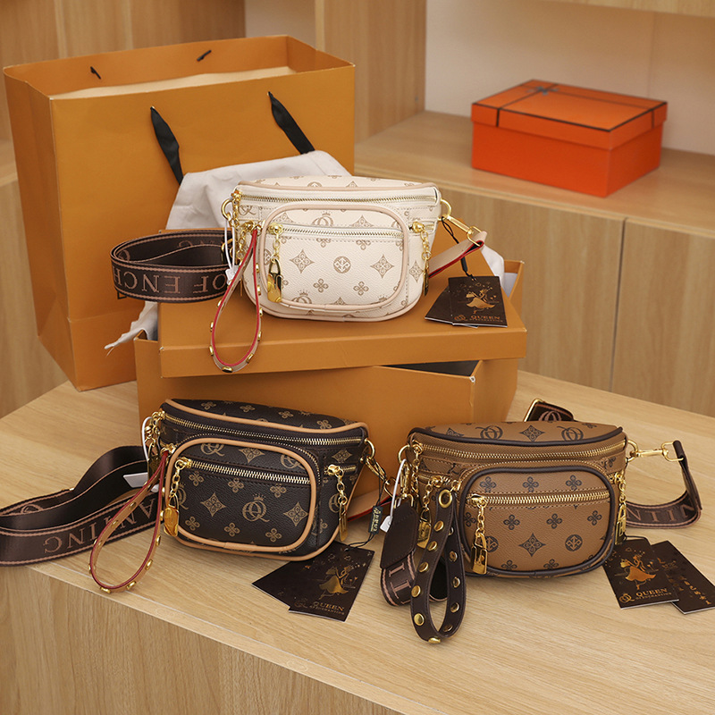 2024 Neue minimalistische und modische Retro-Umhängetasche mit mehrlagigem Reißverschluss und einer Schulter und bunter Gürtel-Brusttasche für Damenmode_voghion.com
