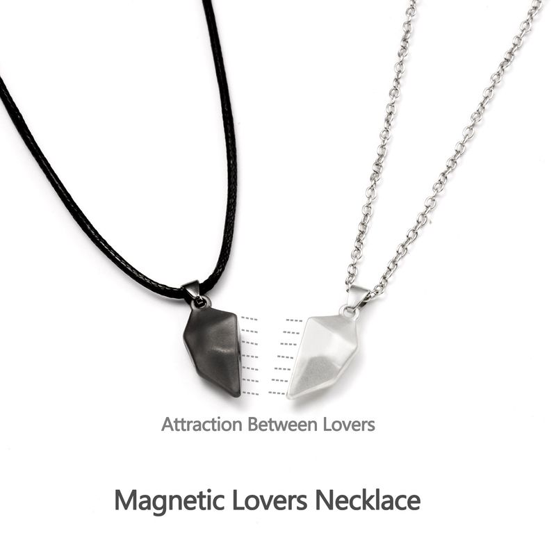 Creative Wishing Stone Splicing Magnetic Heart Versatile Couple Necklace In Stock_voghion.com