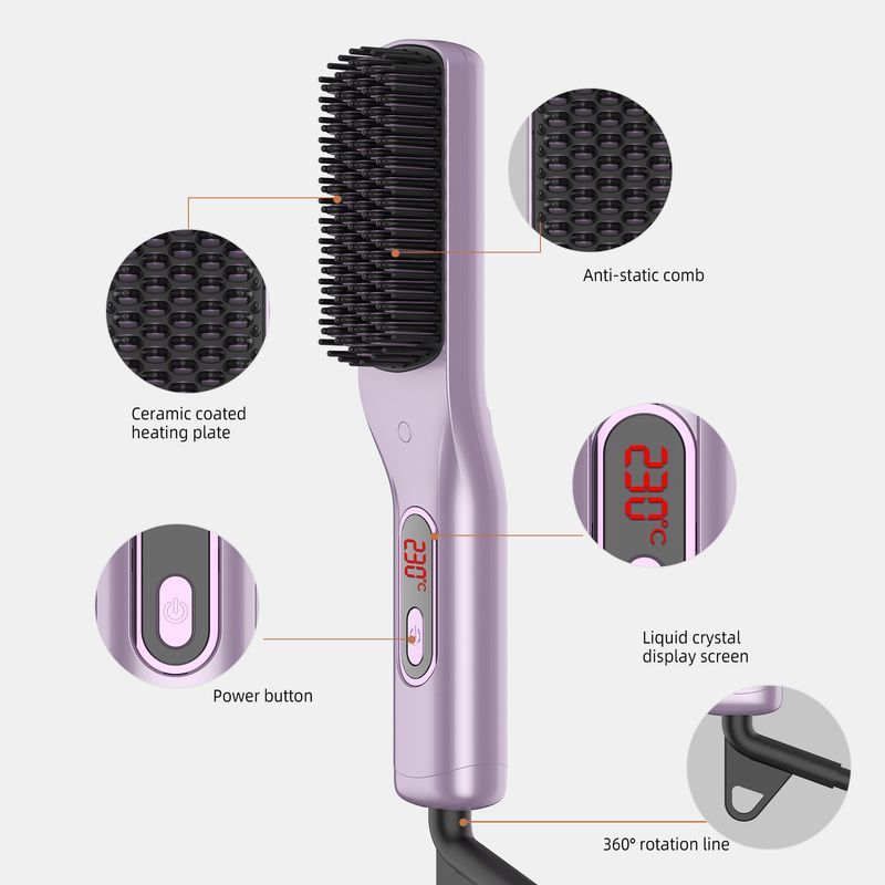 Nouveau peigne lissant multifonctionnel pour cheveux bouclés et raides, appareil ménager à ions négatifs, sans danger pour la coiffure_voghion.com