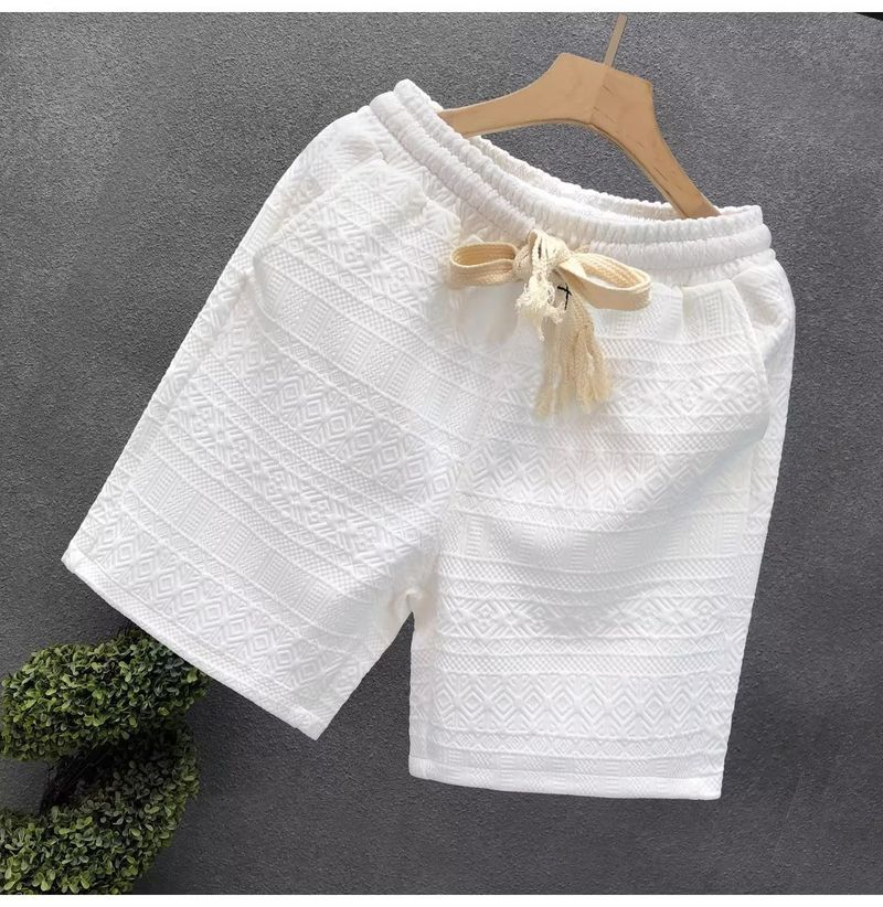 Herrenbekleidung Hochwertige weiße Muster Casual Shorts Modische Oberbekleidung Strand Sport Shorts_voghion.com