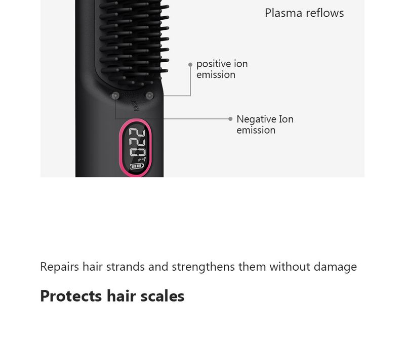 Støbeværktøj trådløs hårglattekam negative ioner mini bærbar fluffy krøllejern glat dobbelt formål hårglattekam negative ioner_voghion.com