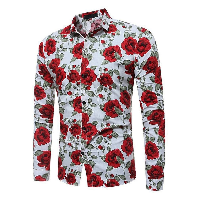Camicia cardigan da uomo a maniche lunghe con stampa digitale a fiori larghi e oversize da uomo europei 3D_voghion.com