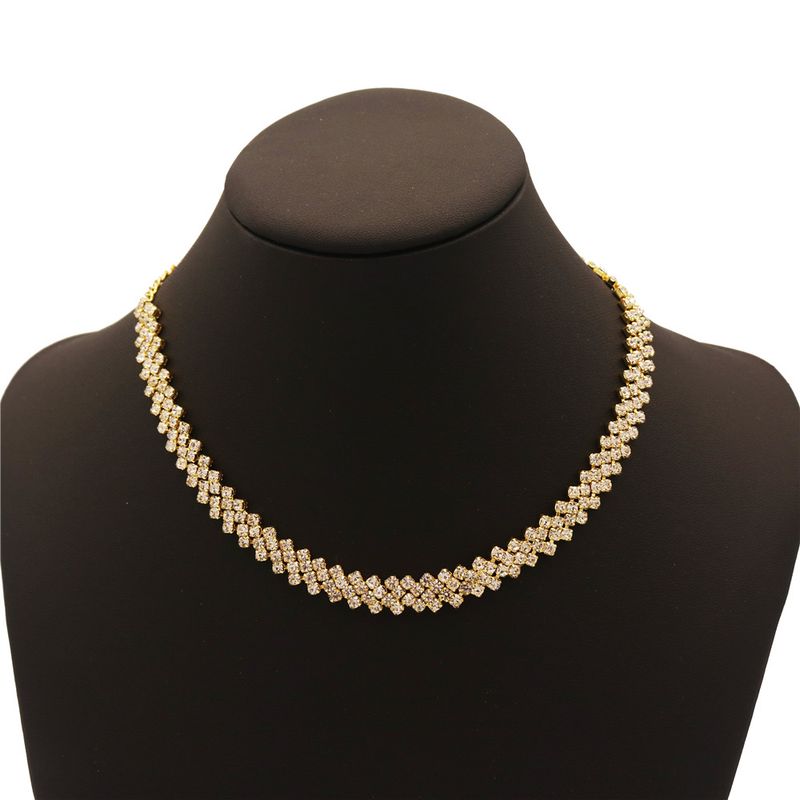 Orecchini minimalisti con strass, collana, gioielli minimalisti per la sposa, set da due pezzi_voghion.com