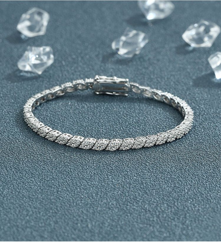 Damenschmuck Elegantes Moissanit-Diamant-Armband aus 925er Sterlingsilber, geometrisches U-förmiges Design, perfekt für den Alltag und besondere Anlässe_voghion.com