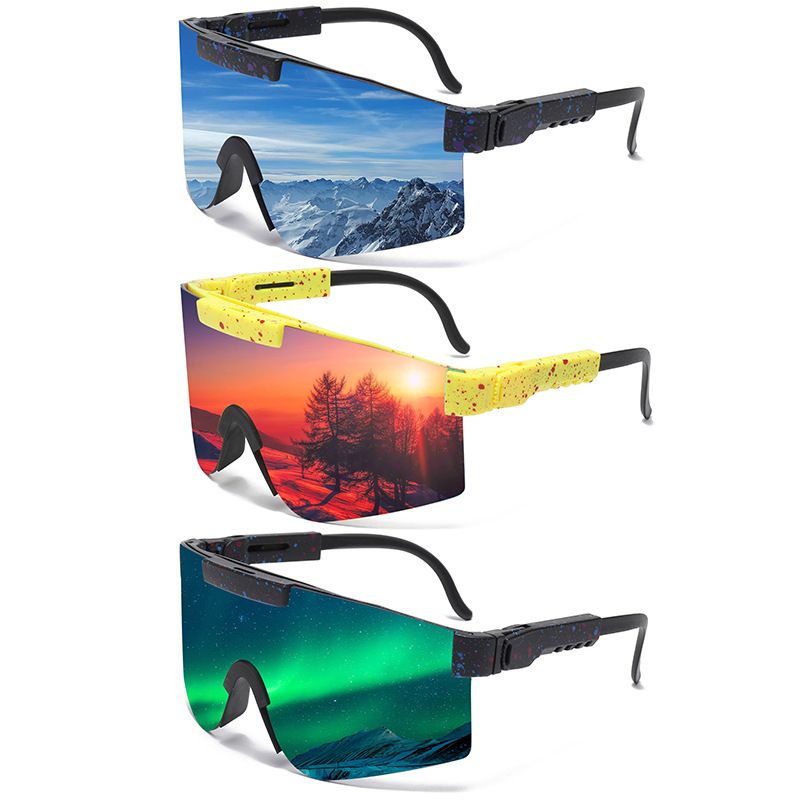 Cycling Large Frame Colorful Electroplated True Film Polarized Sports Sunglasses Set Strong Light Eye Protection_voghion.com