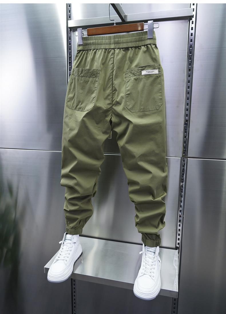 Høst- og vinterbukser for menn, trendy stretchbukser for små føtter, slim fit harembukser, fasjonable, pustende bomullsbukser til menn_voghion.com