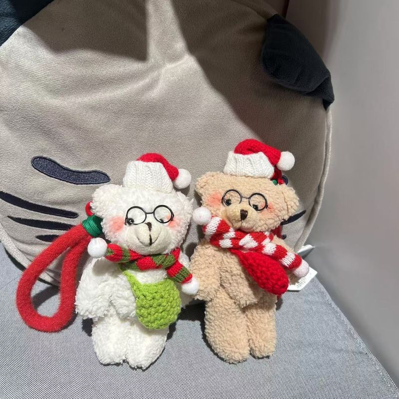 Zachte kerst-teddybeer sleutelhanger tashanger - schattig pluche cadeau voor studenten, stellen, dagelijks gebruik en feestelijke decoratie_voghion.com