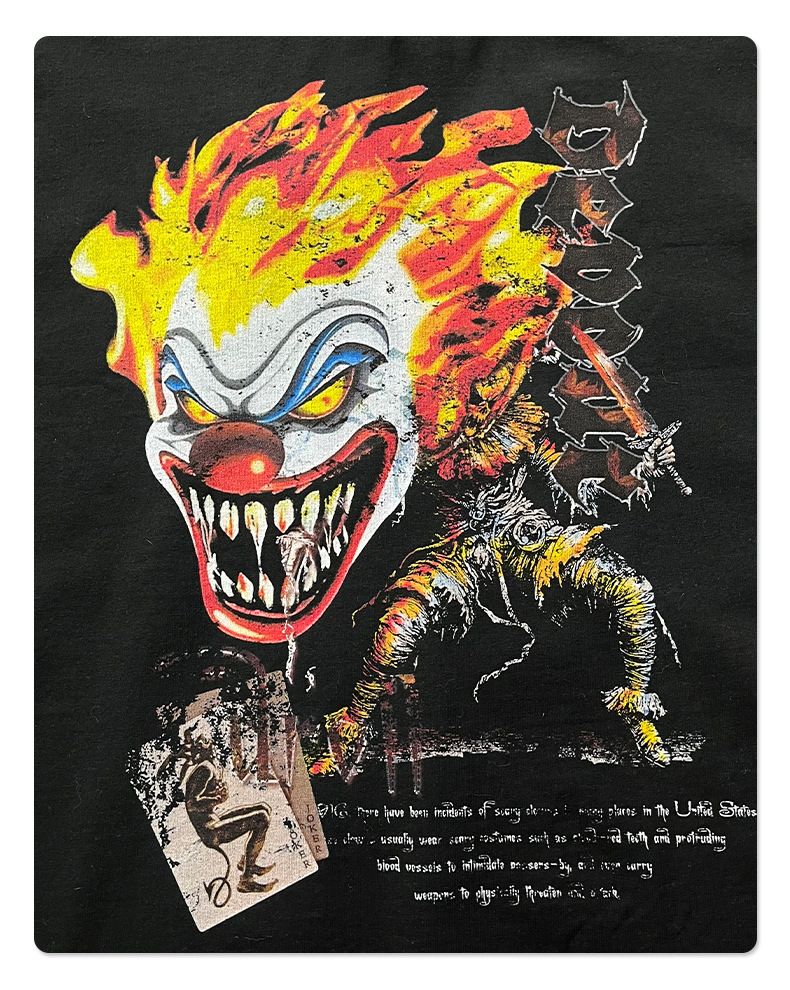 Maglietta da uomo a maniche corte con stampa a pipistrello Dark Clown, maglietta da uomo ampia alla moda di strada americana_voghion.com