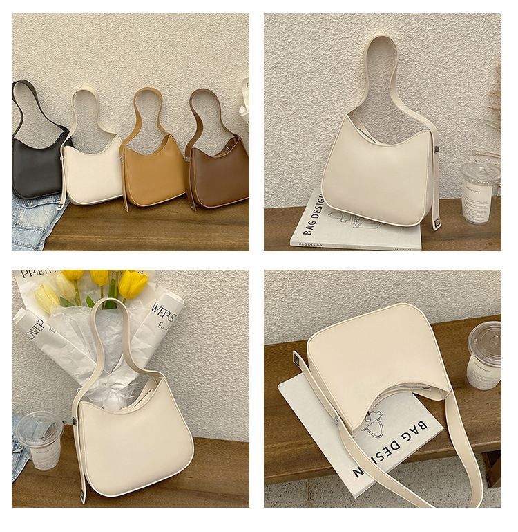 Retro Saddle Bag for Women 2024 New French Fashion Single Shoulder Underarm Bag Solid Color Versatile Crossbody Bag_voghion.com