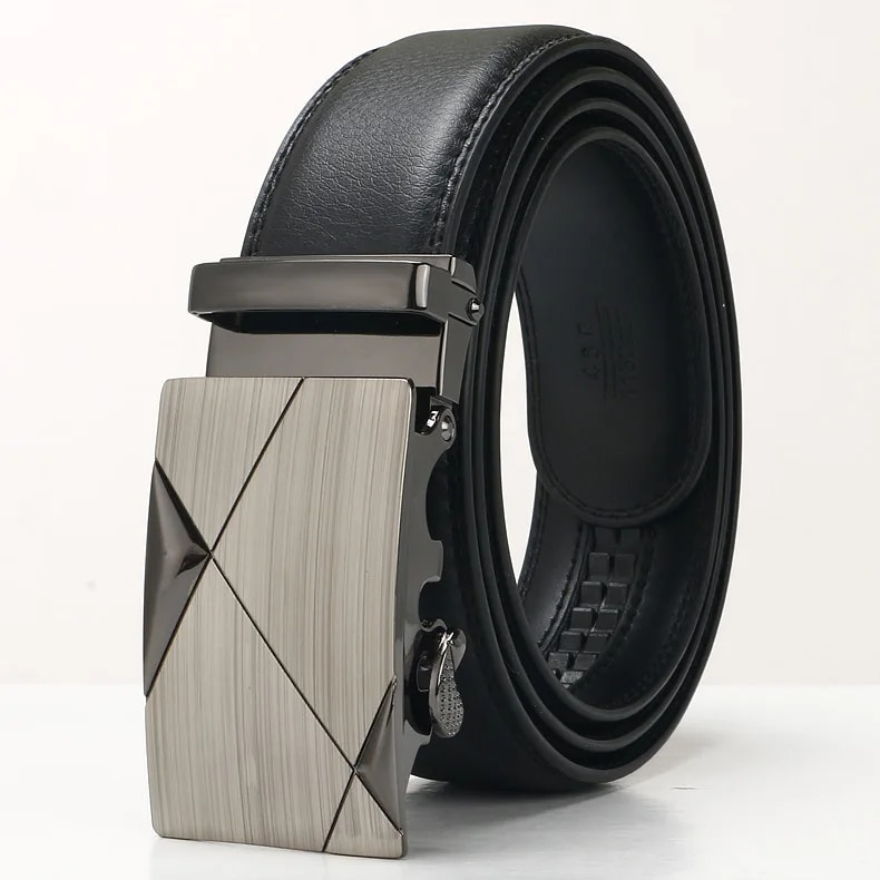 3.5cm New Men's Cowhide Automatic Buckle Young Business Fashion Leisure Middle Aged Designer Belt for Men_voghion.com