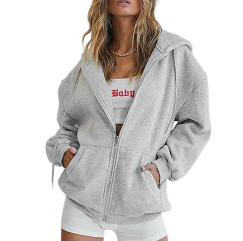 Oversized Streetwear Hoodie For Women & Teens – Heavyweight Fleece Pullover With Drawstring Hood & Zip Pocket, Unisex Casual Sweatshirt_voghion.com