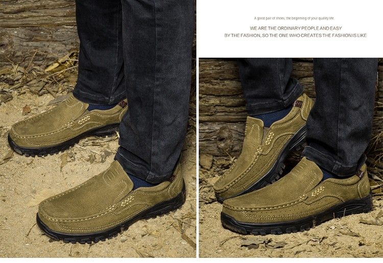 Genuine Leather Spring And Autumn Leisure Camel Shoes For Men_voghion.com